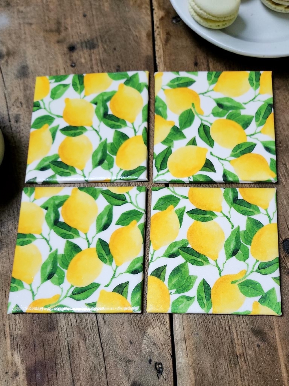Hand Crafted Lemon Ceramic Coasters - Picture 2 of 2